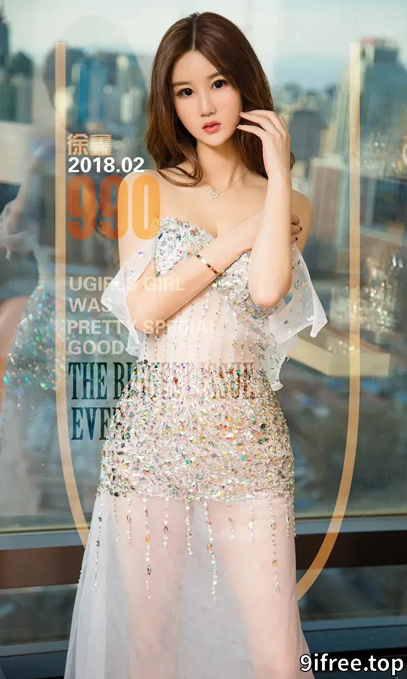 [Ugirls爱尤物] NO.990 嫩模徐鑫宝石连身裙配丁字裤+黑色比基尼秀完美身材写真-就爱免费