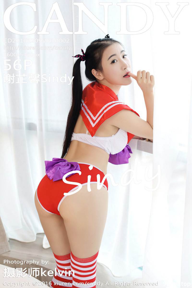 [Candy网红馆] Vol.002 嫩模谢芷馨Sindy吊带牛仔短裤半裸上身秀诱人胴体诱惑写真