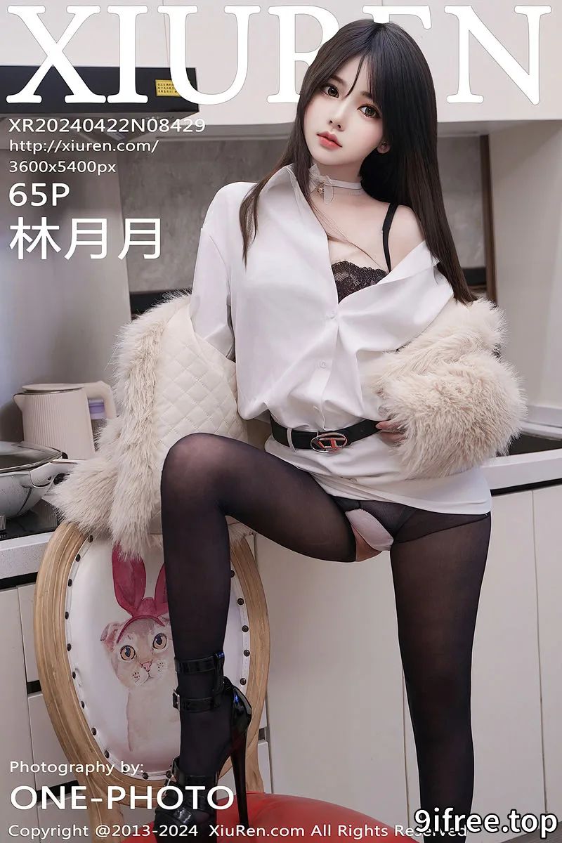 [XiuRen秀人网] No.8429 模特林月月性感白色衬衫露蕾丝内衣配开档黑丝秀美腿诱惑写真