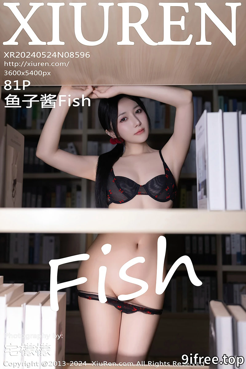 [XiuRen秀人网] No.8596 模特鱼子酱Fish图书馆场景花色吊带连衣短裙秀曼妙身姿诱惑写真