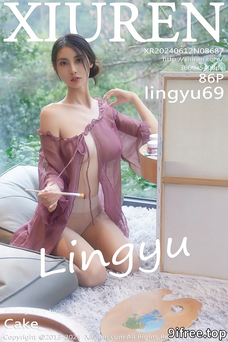 [XiuRen秀人网] No.8687 模特Lingyu69性感紫色轻透连衣裙配白丝袜秀丰腴身材诱惑写真