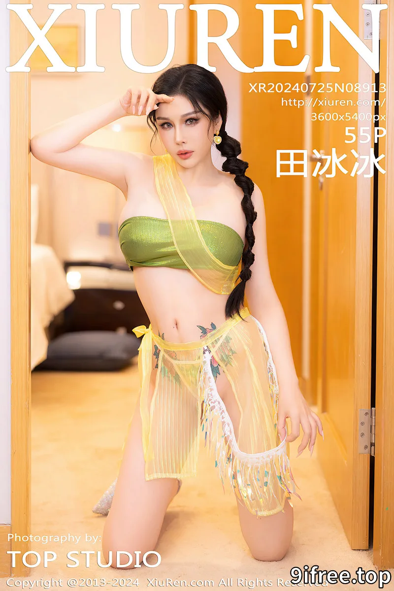 [XiuRen秀人网] NO.8913 模特田冰冰性感黄色情趣服饰露抹胸内衣秀完美身材惹火诱惑写真-就爱免费