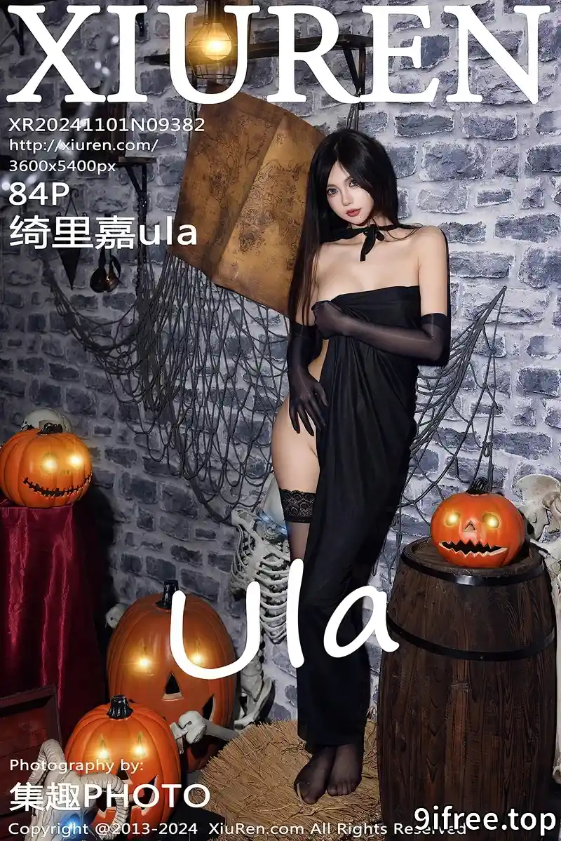[XiuRen秀人网] NO.9382 女神绮里嘉ula性感黑色情趣内衣配黑丝吊袜秀动人身姿诱惑写真