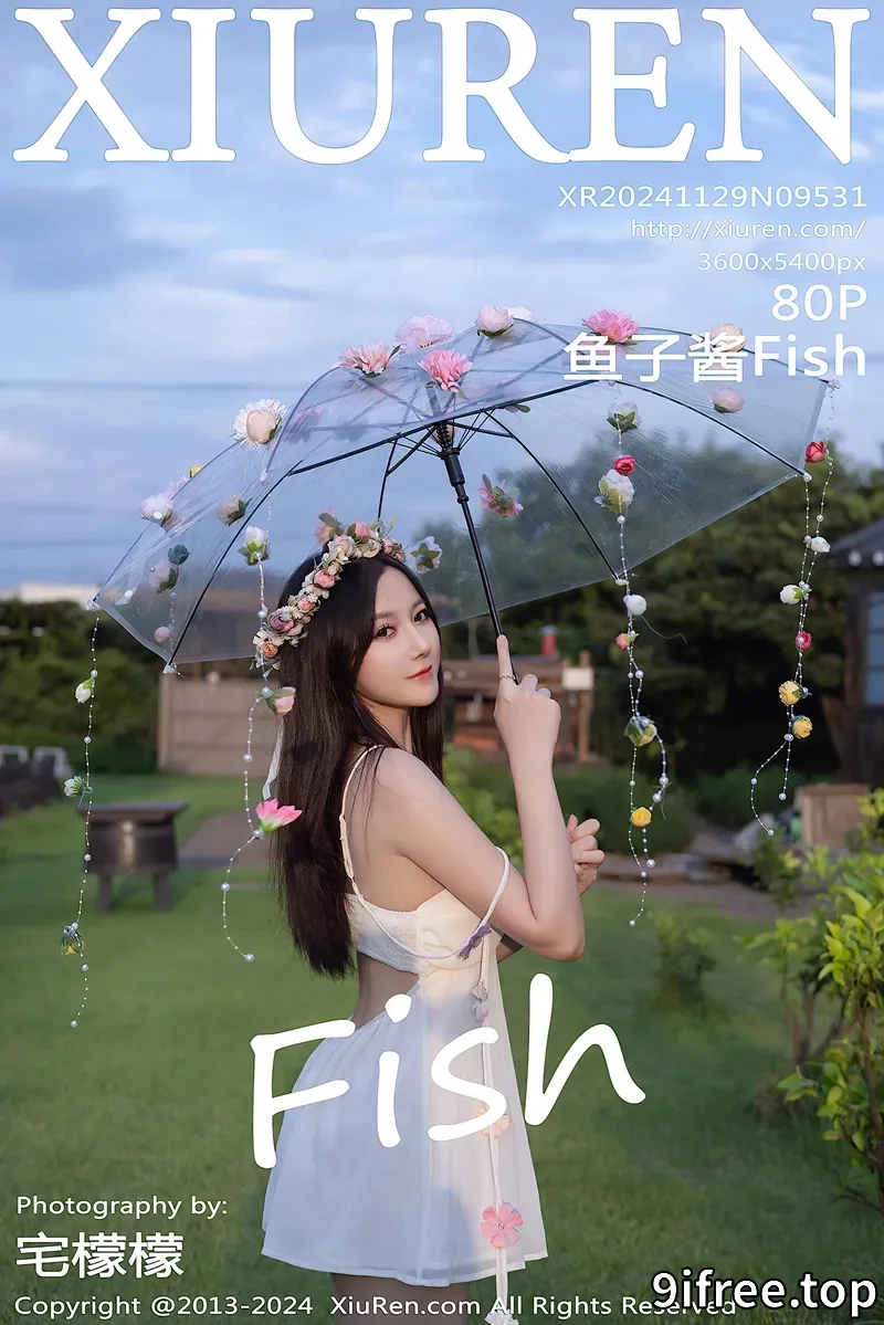 [XiuRen秀人网] NO.9531 模特鱼子酱Fish花朵主题白色吊带配原色丝袜秀曼妙身姿诱惑写真