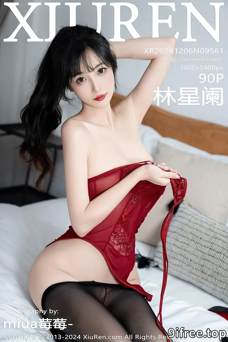[XiuRen秀人网] NO.9561 模特林星阑性感红色蕾丝连体衣配黑丝吊袜秀曼妙身姿诱惑写真
