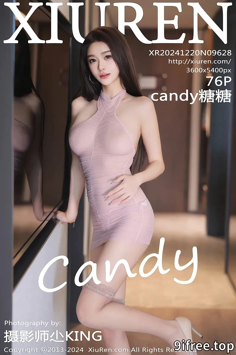 [XiuRen秀人网] NO.9628 模特Candy糖糖性感粉色薄纱连衣裙配粉丝袜秀惹火身材诱惑写真-就爱免费