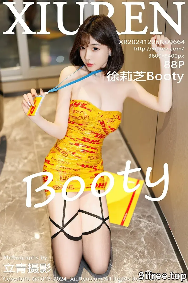 [XiuRen秀人网] NO.9664 女神徐莉芝Booty性感黄色胶布+黑色情趣内衣秀完美身材诱惑写真