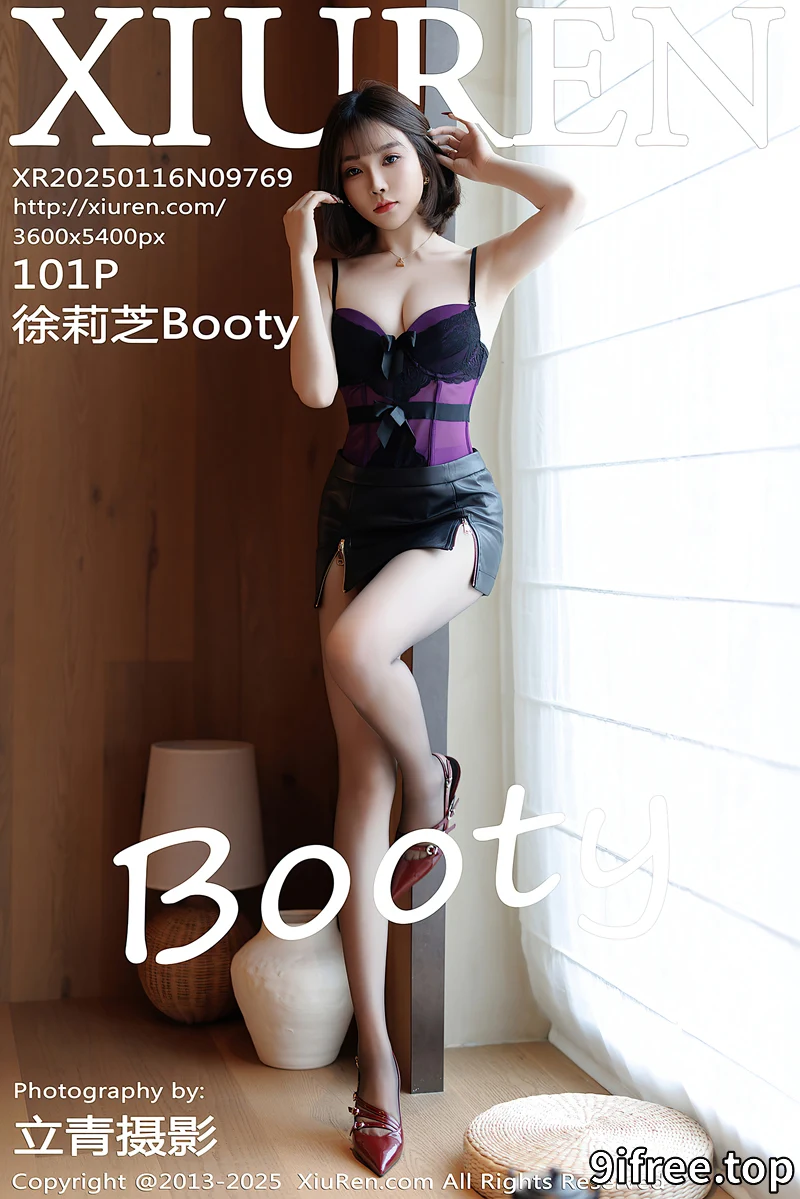 [XiuRen秀人网] NO.9769 女神徐莉芝Booty性感黑色情趣内衣配黑丝吊袜秀完美身材诱惑写真