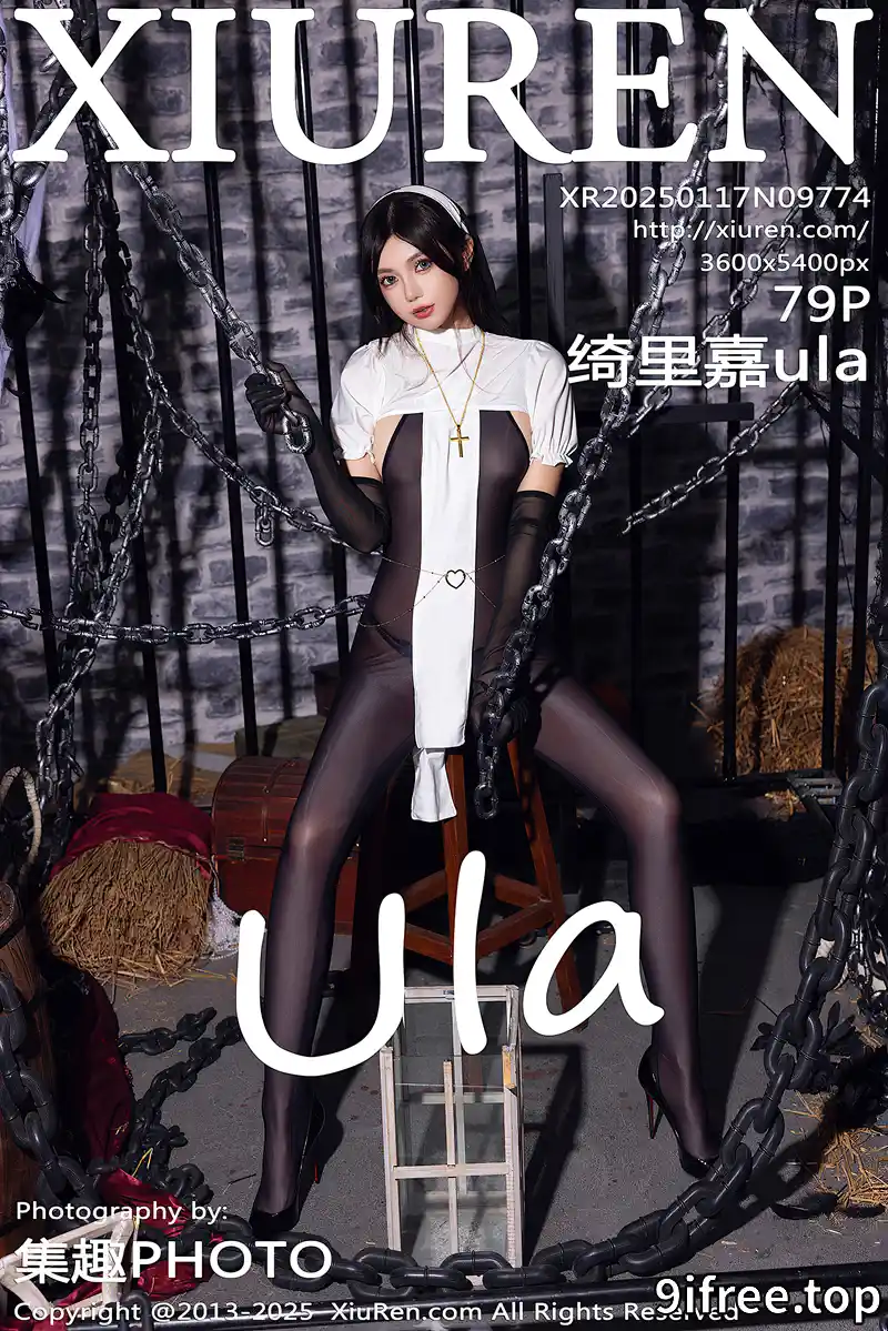[XiuRen秀人网] NO.9774 女神绮里嘉ula性感修女服饰配超薄连体黑丝秀完美身材诱惑写真