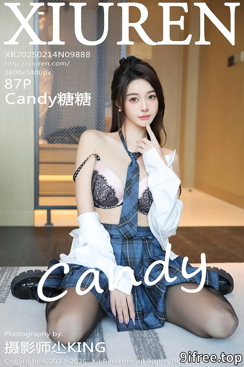 [XiuRen秀人网] NO.9888 模特Candy糖糖性感JK制服配超薄黑丝秀丰腴身材完美诱惑写真-就爱免费